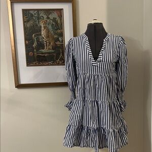 Pomander Place Blue and White Striped Dress